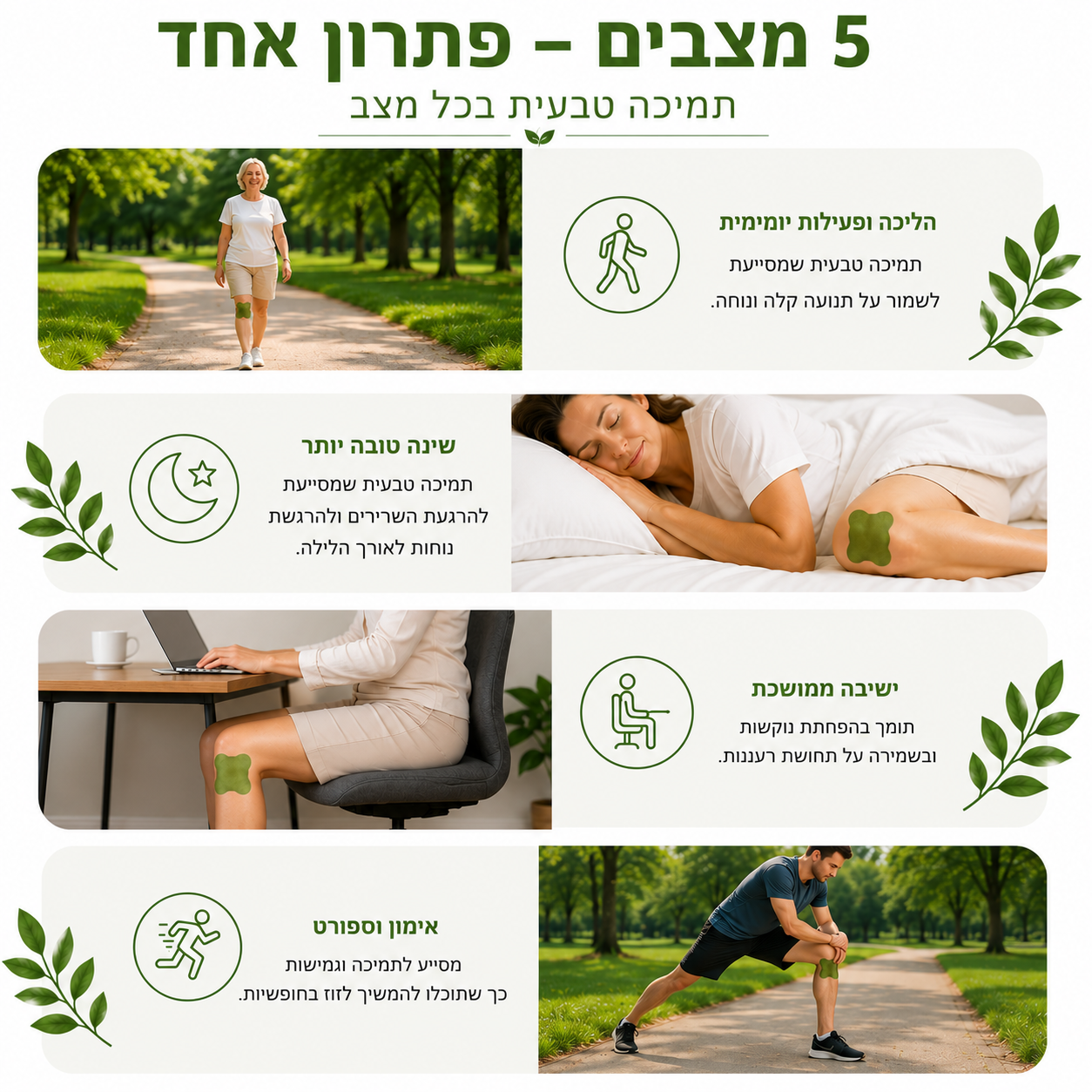 KneeRelief Patch™ – טכנולוגיית הקלה מתקדמת